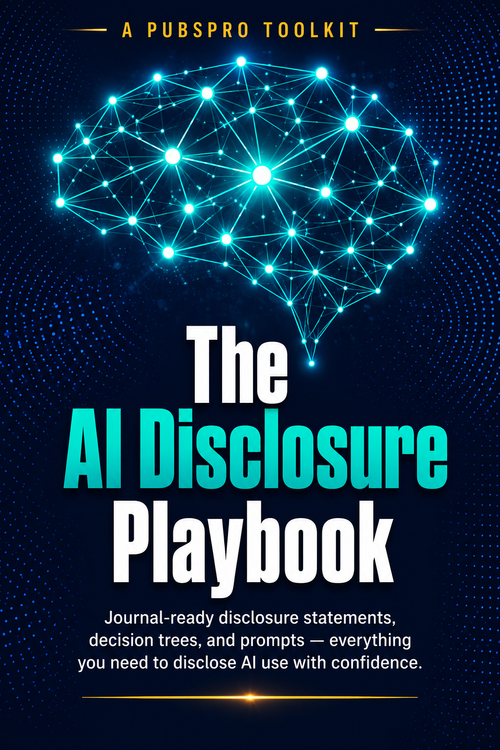The AI Disclosure Playbook cover — guide to AI disclosure statements for medical writers