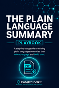 The Plain Language Summary Playbook cover — guide to writing clear plain language summaries
