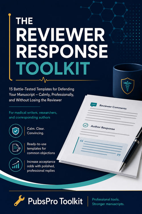 The Reviewer Response Toolkit cover — 15 templates for replying to tough peer reviewers
