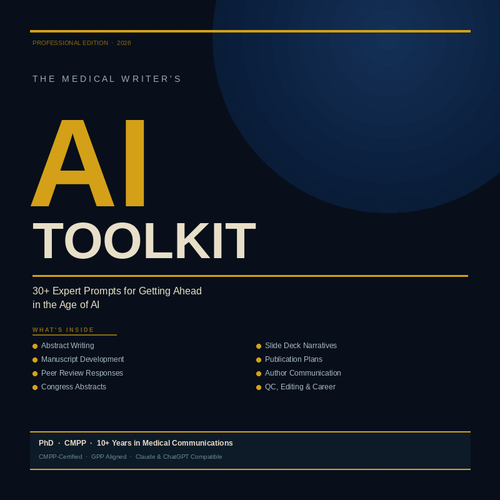 The Medical Writer's AI Toolkit cover — 30+ AI prompts for medical and scientific writing